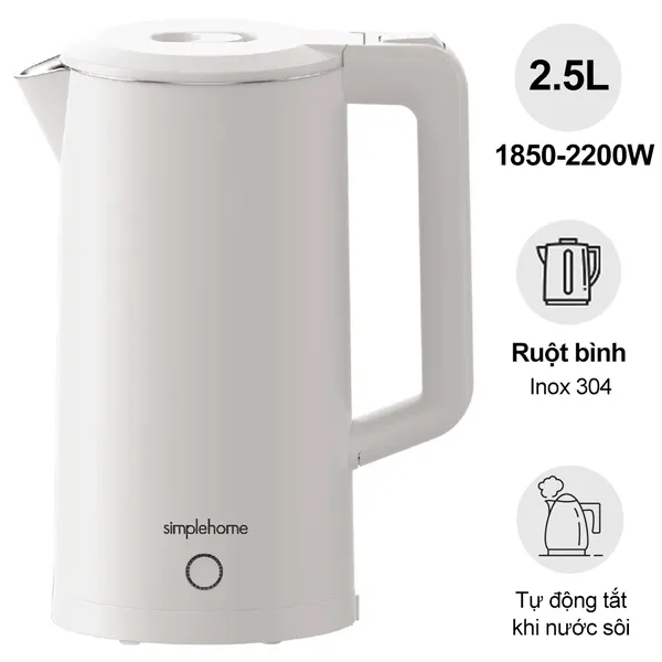 Bình Đun Siêu Tốc 2 Lớp Simplehome D2825