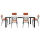 Bộ Bàn Ăn Grand T22981A-D Đen 1.8M + 6 Ghế Ăn Grand DC22526A Cam