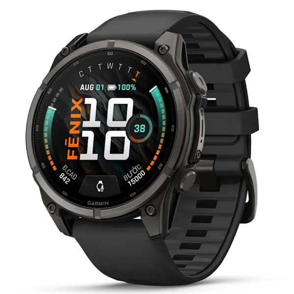 Đồng Hồ Thông Minh Garmin fenix 9 51mm Viền Titanium Carbon Dây Silicone