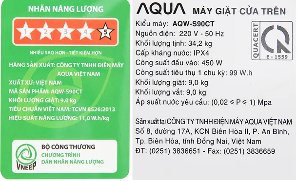 Máy Giặt Aqua 9 Kg AQW-S90FT (N) 3