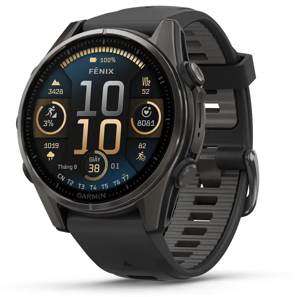Garmin Fenix 8 Sapphire 43mm viền Titanium Dây Silicone