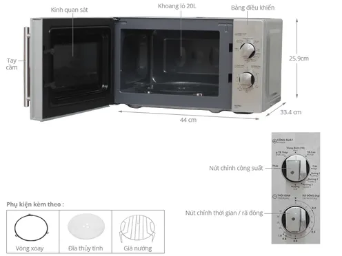 Lò vi sóng Sharp R-G227VN-M 20 lít 1