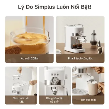 Máy Pha Cà Phê Espresso Simplus KFJH014WH01 6