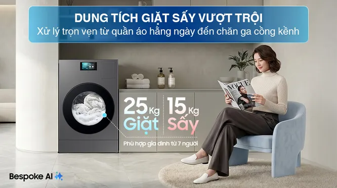 Máy Giặt Sấy Samsung Inverter 25/15 Kg WD25DB8995BZSV