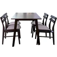 Bộ Bàn ăn Fiesta WM1781A-DT5 Nâu + 4 Ghế ăn Delvin WM1968-DC Xám