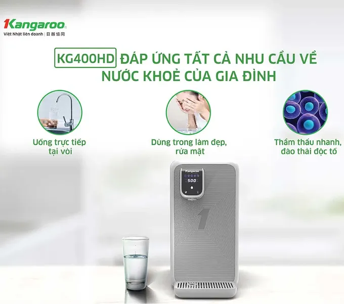 Máy Lọc Nước Hydrogen Ion Kiềm Để Bàn Kangaroo KG400HD