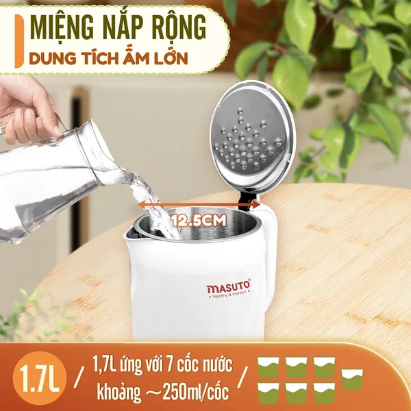 Ấm Đun Siêu Tốc 2 Lớp Masuto MSNAMI 1.7 Lít