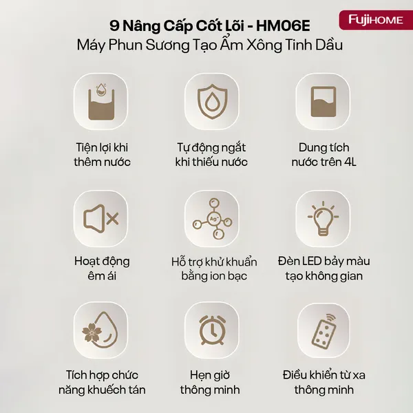 Máy Phun Sương Tạo Ẩm Xông Tinh Dầu Fujihome HM06E