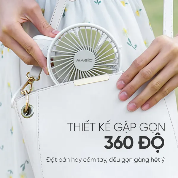 Quạt Cầm Tay Mini Magic A-011 Màu Trắng