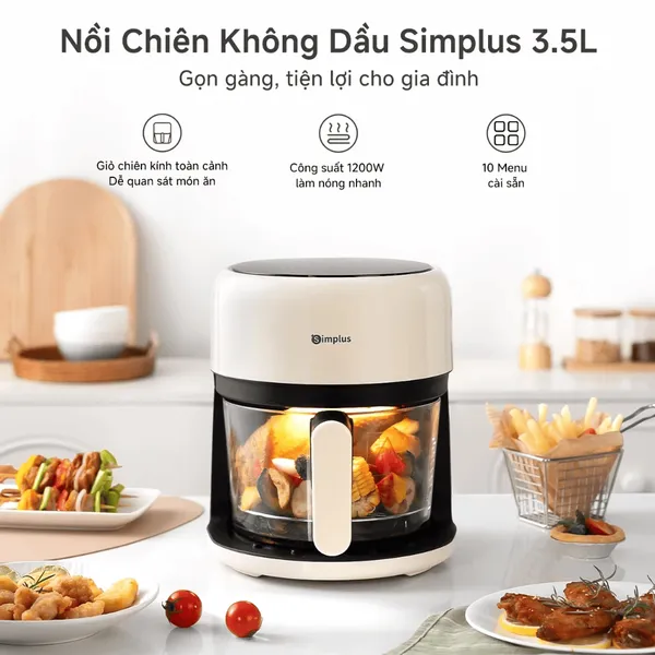 Nồi Chiên Không Dầu Simplus KQZG017CW01-VIP