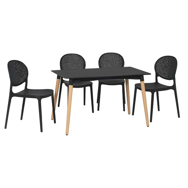 Bộ Bàn Ghế Z-207-120 120cm Đen + 4 Ghế nhưa SL-7097 đen