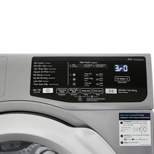 Máy Sấy Electrolux 8 Kg EDV805JQSA