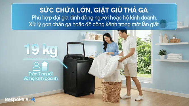 Máy Giặt Samsung Inverter 19 Kg WA80F19B9BSV
