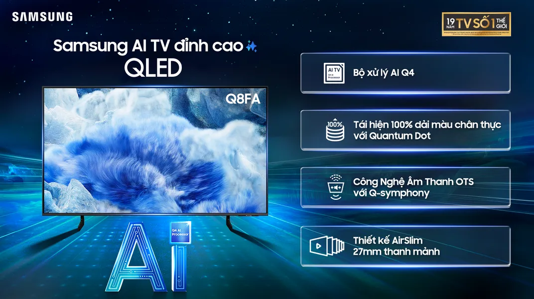 Smart Tivi Samsung QLED 4K Vision AI 65 Inch QA65Q8F