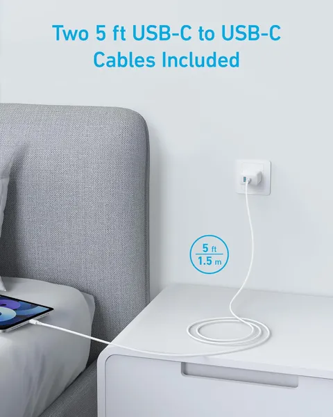 Củ Sạc Anker 312 1C1A 20W (with USB-C Cable) Trắng (White) B2B_B2348