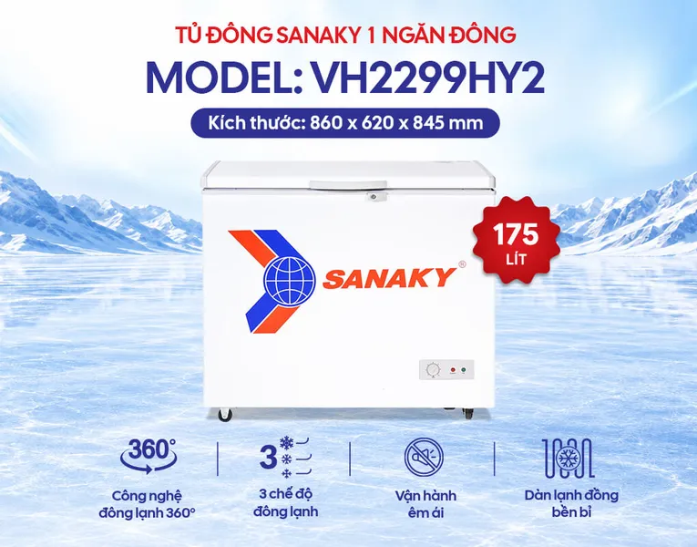 Tủ Đông Sanaky 175 Lít VH-2299HY2