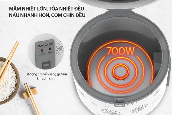 Nồi Cơm Điện Sunhouse SHD8603 1.8 Lít 12
