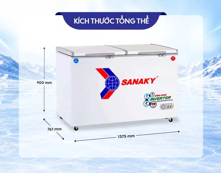 Tủ Đông Mát Sanaky Inverter 365 Lít VH-5699W3