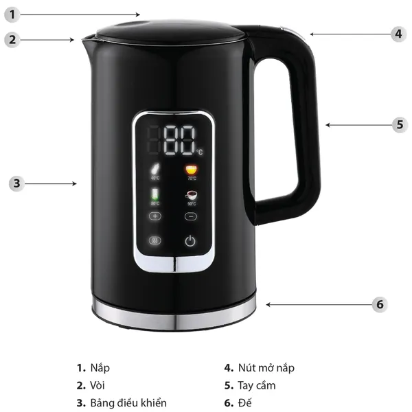 Bình Đun Siêu Tốc 2 Lớp Simplehome HHB8723D Màu Đen