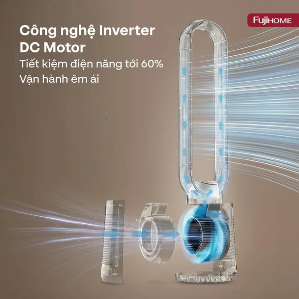 Quạt Không Cánh Điều Khiển Giọng Nói Fujihome Luxury BF15-HEPA-VOICE (Màu đen)