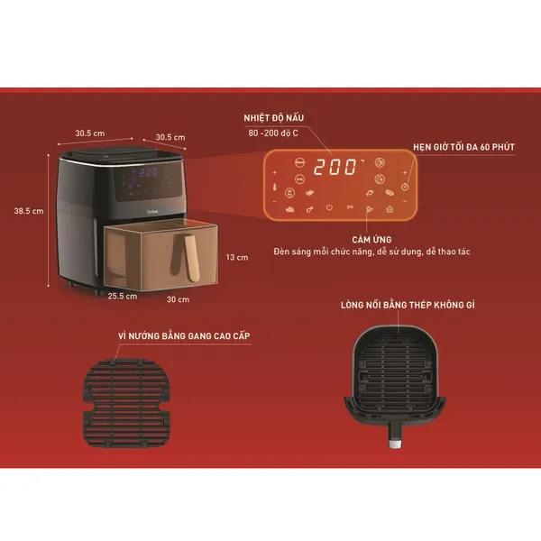 Nồi Chiên Không Dầu Kết Hợp Hấp Tefal FW201815 6.5 Lít