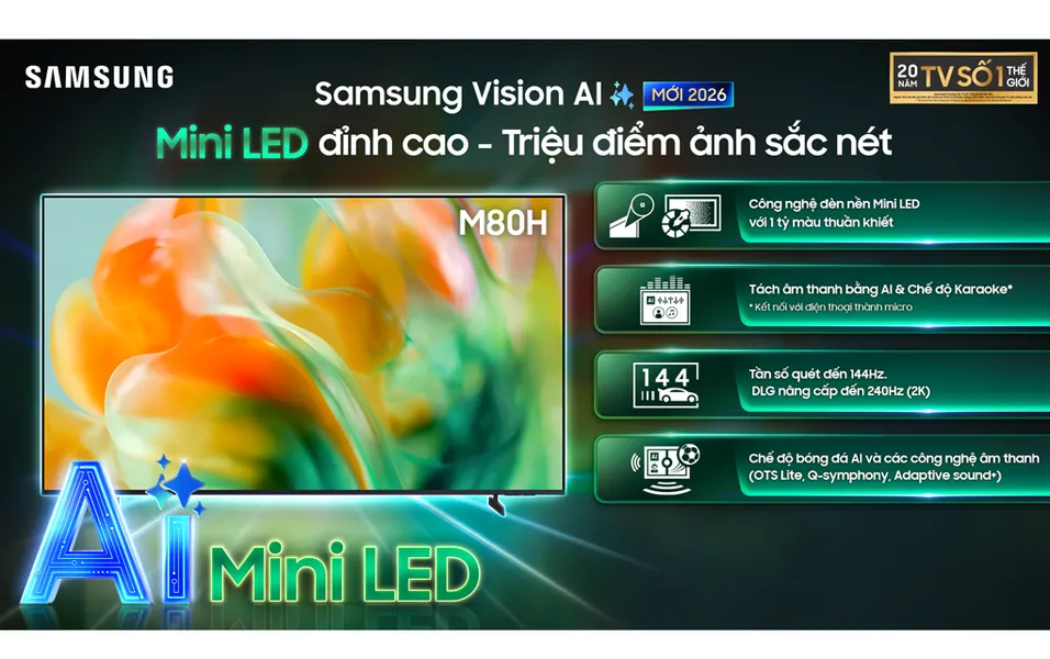 Smart AI Tivi Samsung Mini LED 4K 75 Inch UA75M80HA