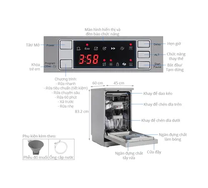 Máy Rửa Chén Đĩa Độc Lập Galanz W45A3A401S-0E1(SS) 4