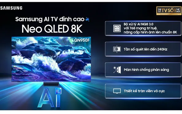 Smart AI Tivi Samsung Mini LED 8K 85 Inch QA85QN950F