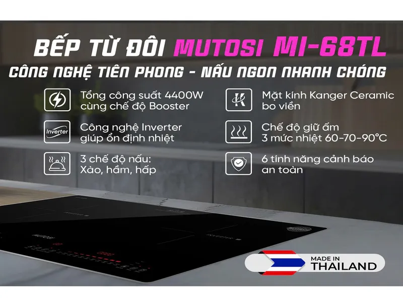 Bếp Từ Đôi Mutosi MI-68TL - Xuất Xứ Thái Lan