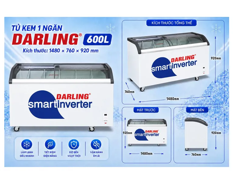 Tủ Đông Darling Inverter 600 Lít DMF-7079ASKI-1