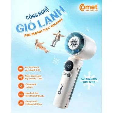 Quạt Sạc Cầm Tay Có Sò Lạnh Comet CRF1202 10W 2