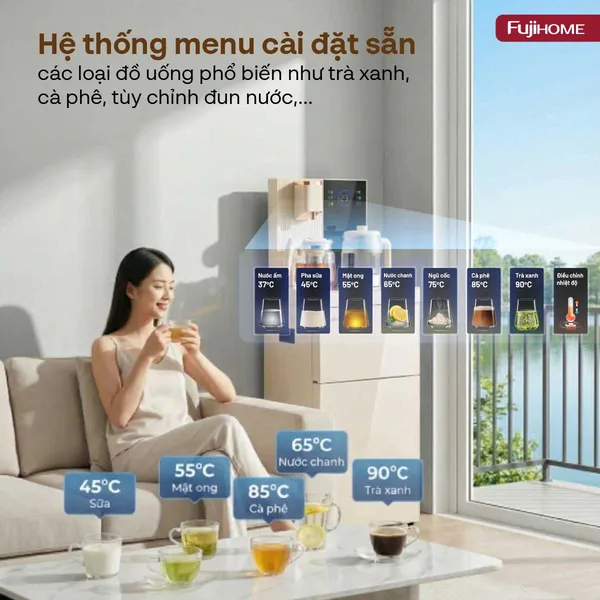 Cây Nước Bàn Trà Cao Cấp Có Ngăn Khử Khuẩn UV Fujihome TB238N-UV