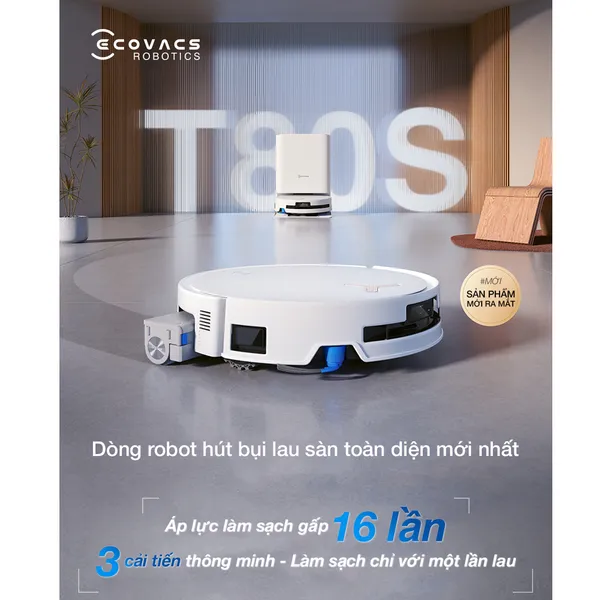 Robot Hút Bụi Thông Minh Ecovacs T80S OMNI Màu Đen
