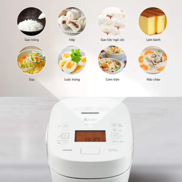 Nồi Cơm Cao Tần Áp Suất Chân Không Toshiba RC-18VXWVN(W) 1.8 Lít - Xuất Xứ Nhật Bản