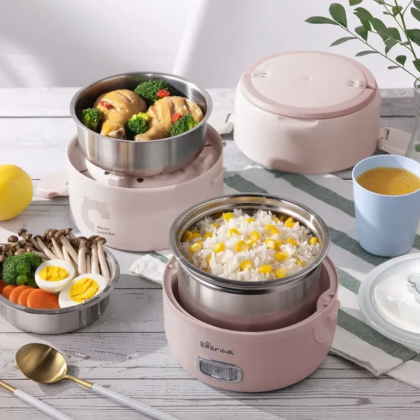 Hộp Cơm Điện Cầm Tay Bear DFH-B20S6 2 Lít - Hàng Quốc Tế - Bản Tiếng Anh