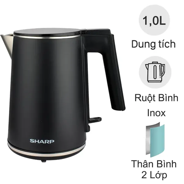 Bình đun siêu tốc 1 lít Sharp EKJ-10DVPS-BK