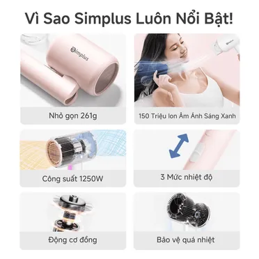 Máy Sấy Tóc Gấp Gọn Simplus CFJH008PK00 3