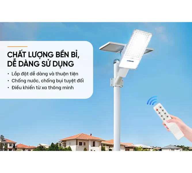 Đèn Đường Năng Lượng Mặt Trời Dùng Ngoài Trời, Sân Vườn Eco Sunhouse SHE-LECRTSE01.200W