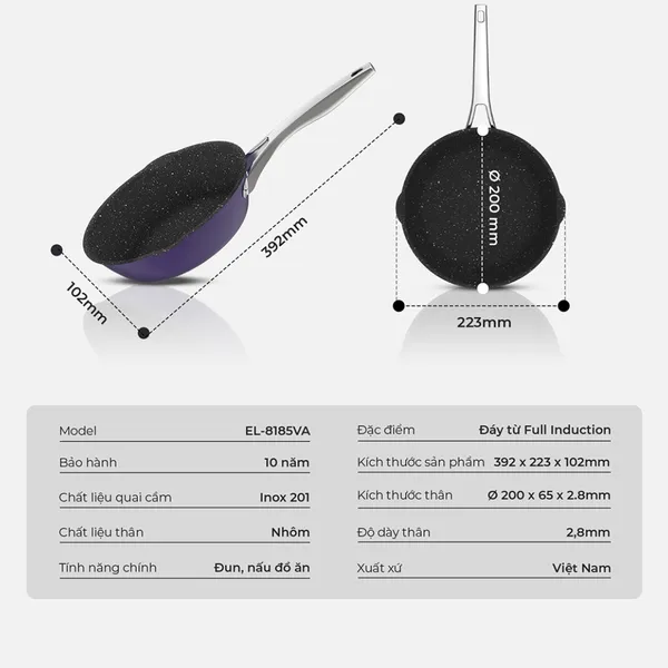 Chảo Chống Dính Full Induction Elmich EL-8185VA Size 20cm