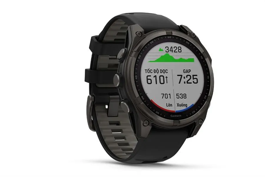 Garmin Fenix 8 Sapphire Solar 47mm Viền Titanium Dây Silicone