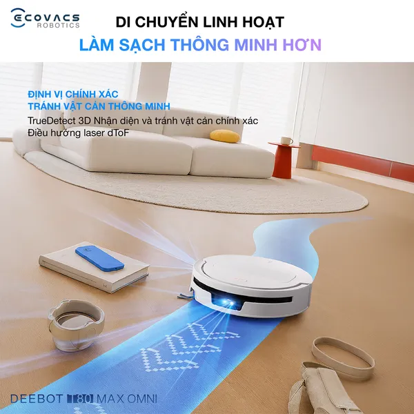 Robot Hút Bụi Lau Nhà Ecovacs T80 Max Omni White
