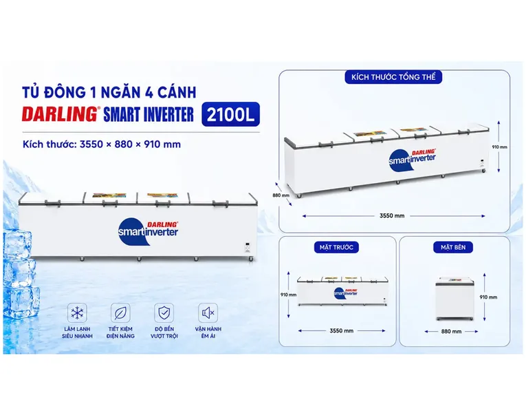 Tủ Đông Darling Inverter 2100 Lít DMF-1779ASI