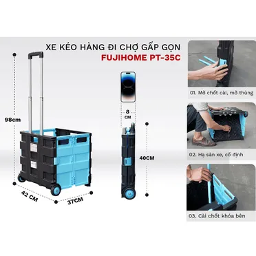 Xe Kéo Hàng Đi Chợ Rút Gọn Fujihome PT-35C 0