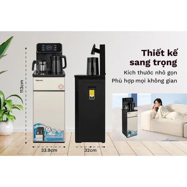 Cây Nước Nóng Lạnh Bình Âm Kết Hợp Bàn Pha Trà Cafe Fujihome TBD22