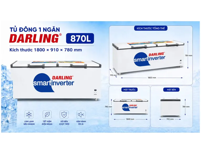 Tủ Đông Darling Inverter 870 Lít DMF-8779ASI
