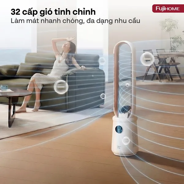 Quạt Không Cánh Điều Khiển Giọng Nói Fujihome Luxury BF15-HEPA-VOICE (Màu trắng)