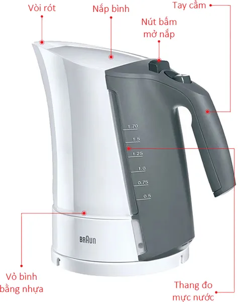 Bình đun siêu tốc 1.7 lít Braun WK300 WH