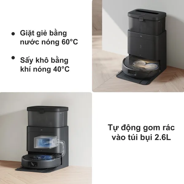 Robot Hút Bụi Lau Nhà Ecovacs Deebot N30 Pro Omni Đen