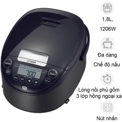 Nồi Cơm Điện Cao Tần Tiger JPW-H18V 1.8 Lít - Nhật Bản