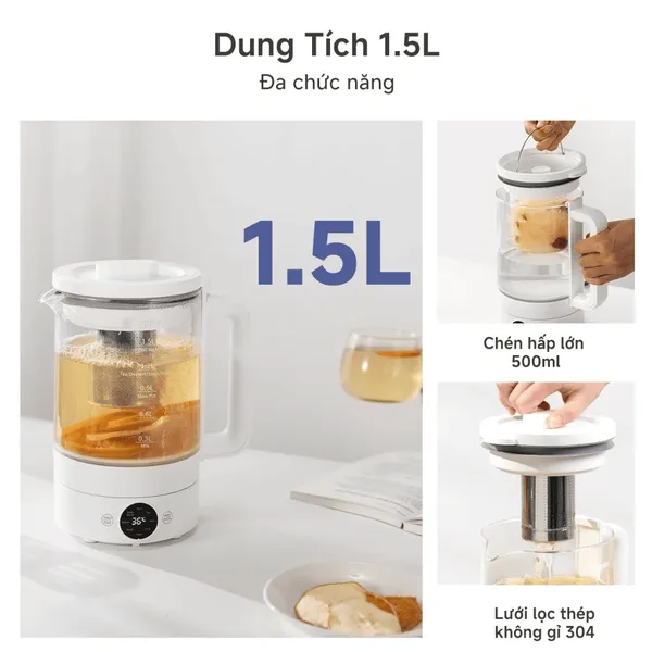 Ấm Điện Pha Trà Dưỡng Sinh Simplus YSHU001WH02